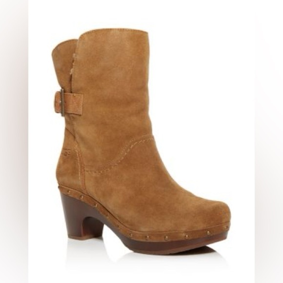 UGG Shoes - UGG Amoret Chestnut Shearling Clog Booties Size 7 LNC